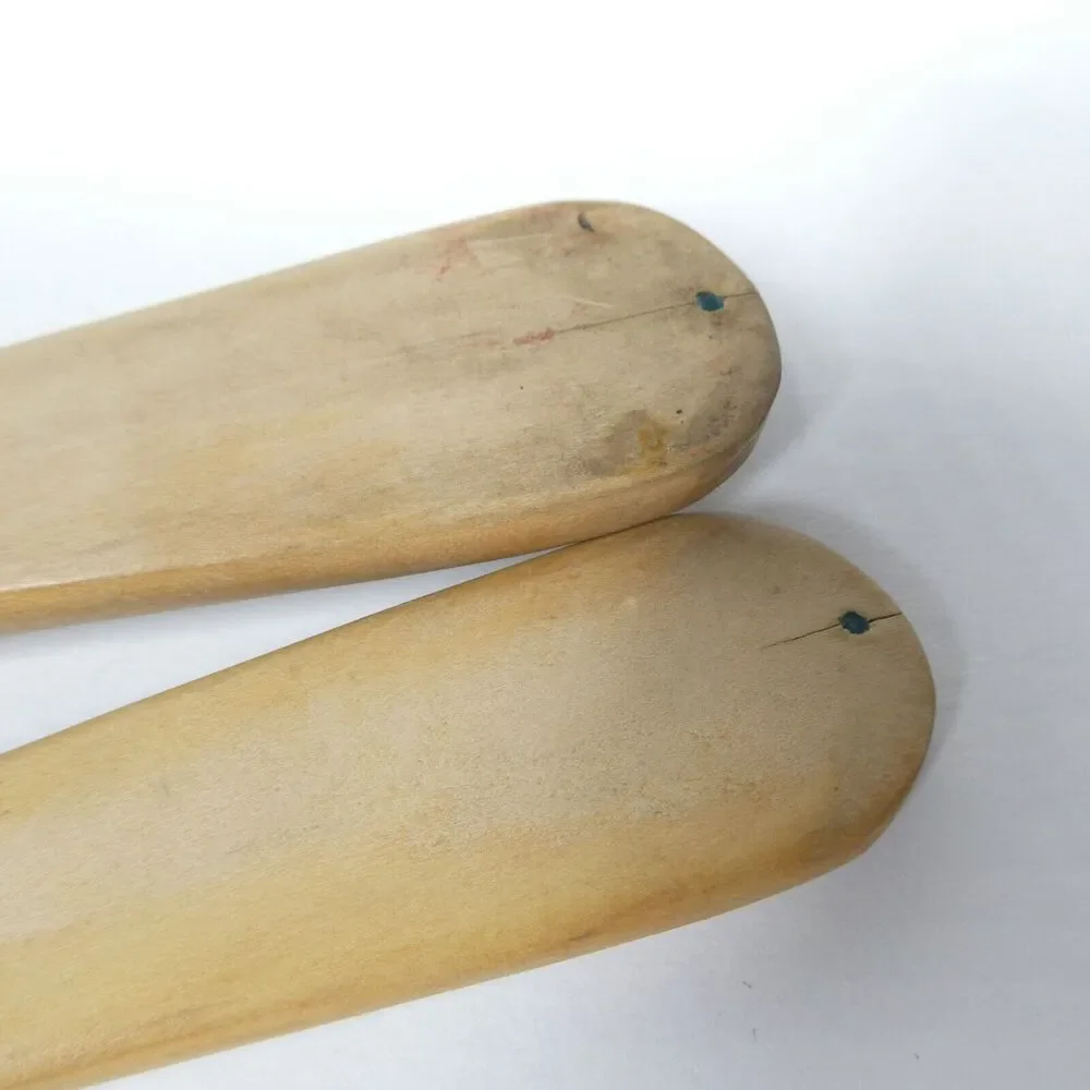 Wooden Salad Serving Set Fork & Spoon Silver Overlay Filigree Handle Vintage MCM